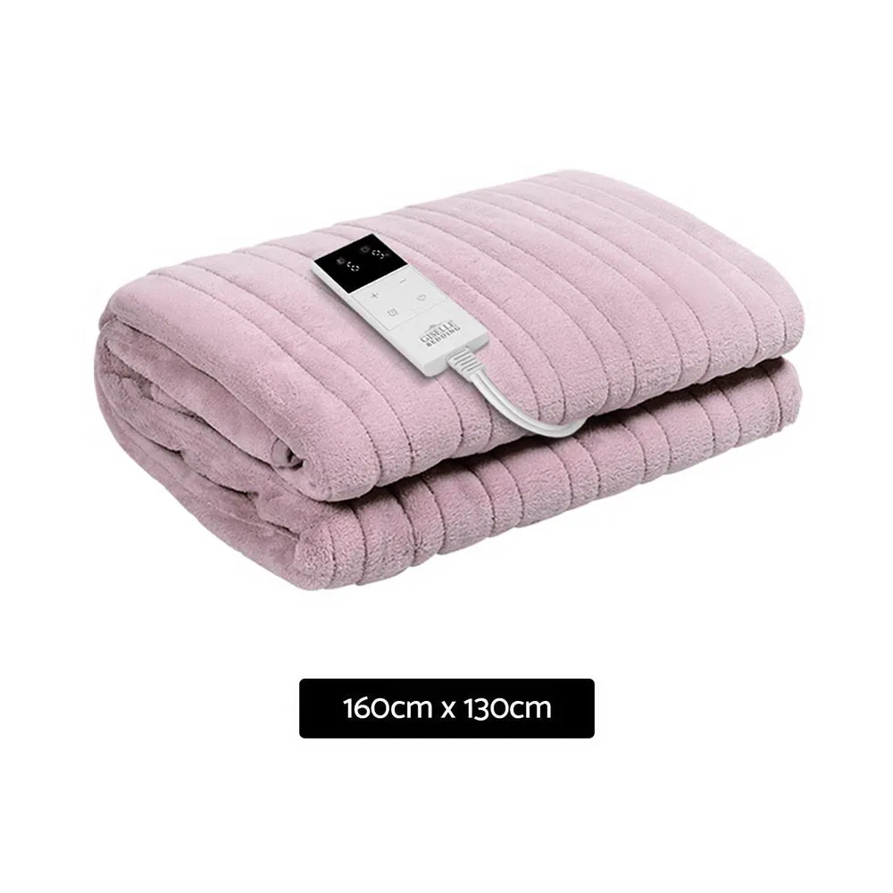 Giselle Bedding Heated Electric Throw Rug Fleece Sunggle Blanket Washable Pink