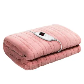 Giselle Bedding Heated Electric Throw Rug Fleece Sunggle Blanket Washable Pink