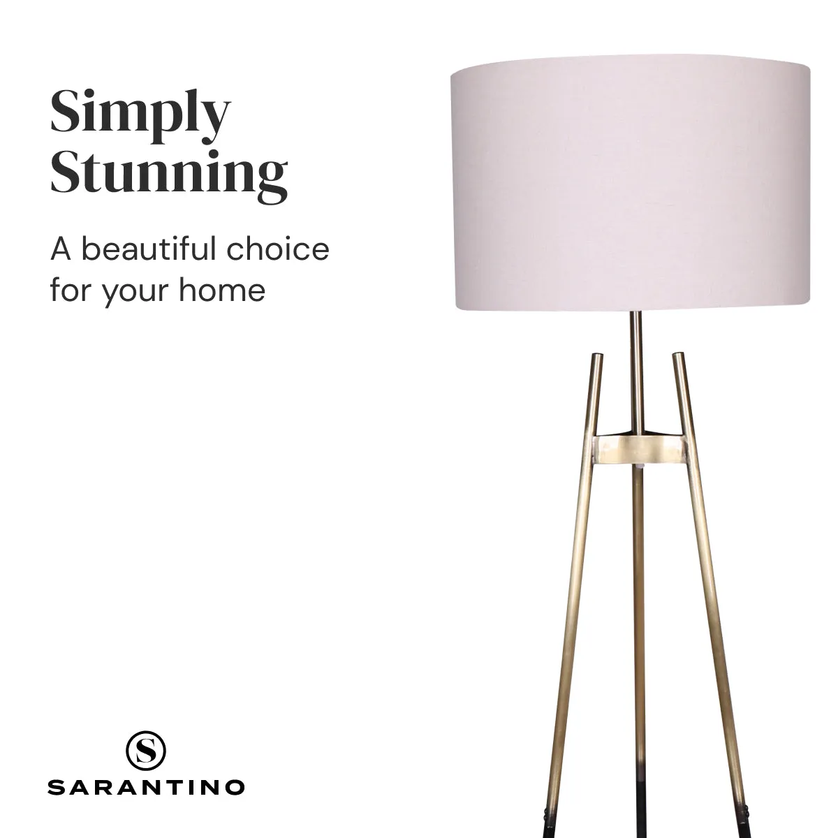 Gold Gradient Tripod Floor Lamp with Drum Shade Sarantino