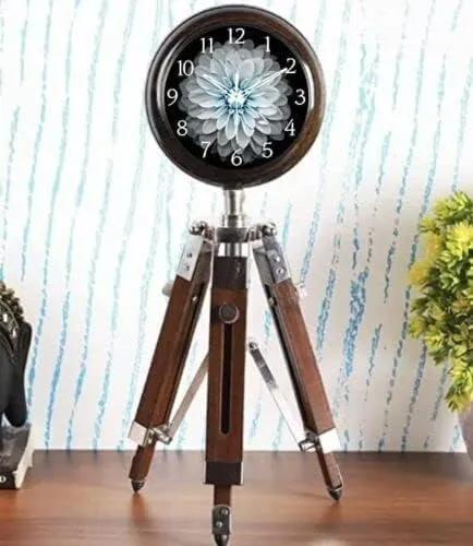 HABEEBA ART Handmade Table Top Clock Bold Number Clock Adjustable Tripod Stand Home & Office, Studio Decoration Gift