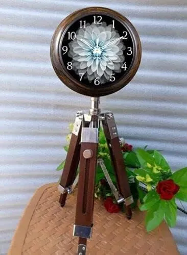 HABEEBA ART Handmade Table Top Clock Bold Number Clock Adjustable Tripod Stand Home & Office, Studio Decoration Gift