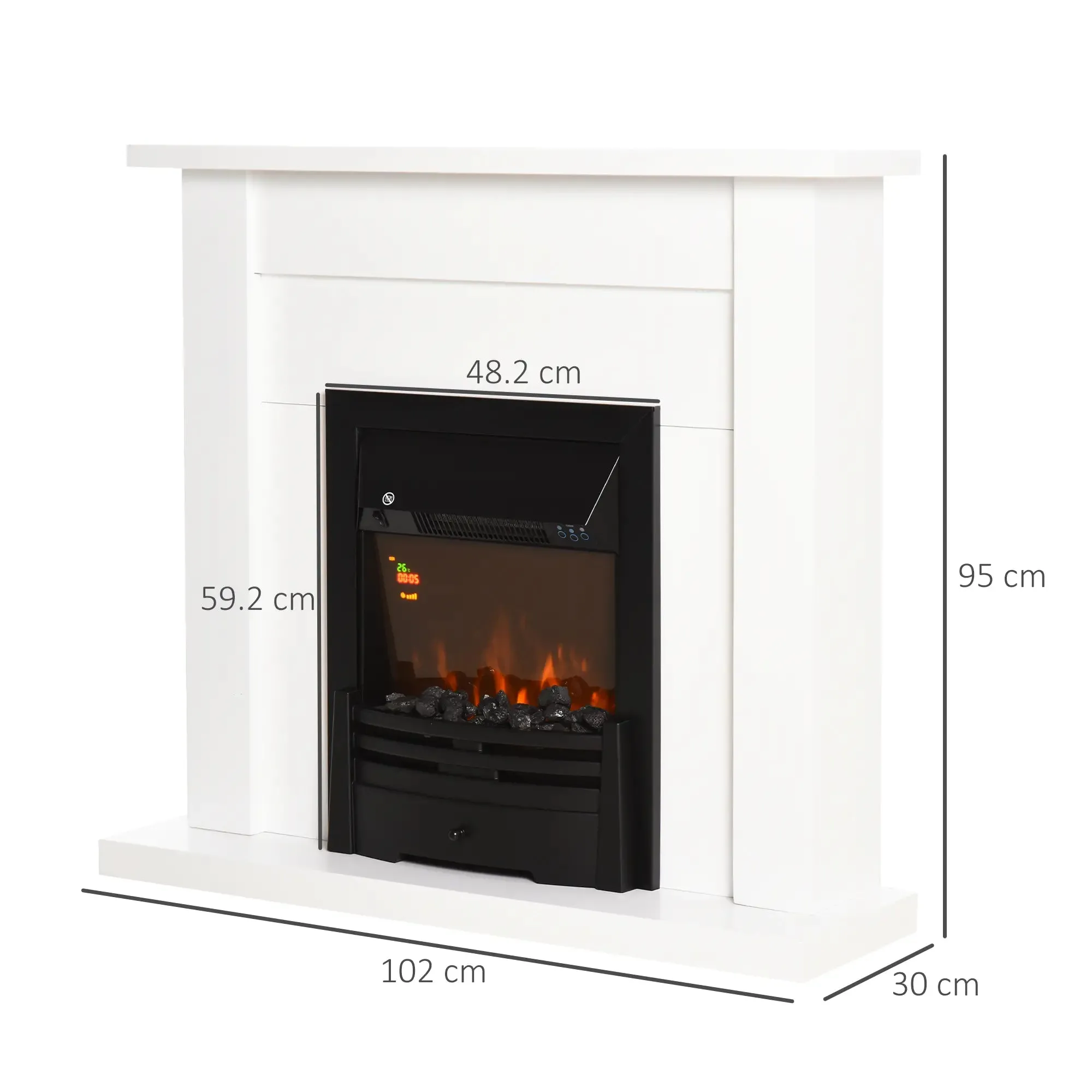 Homcom Dual-Power Electric Fireplace Suite with Mantlepiece