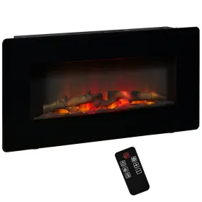 Homcom Electric Wall-Mounted Fireplace Heater with Adjustable Flame Effect