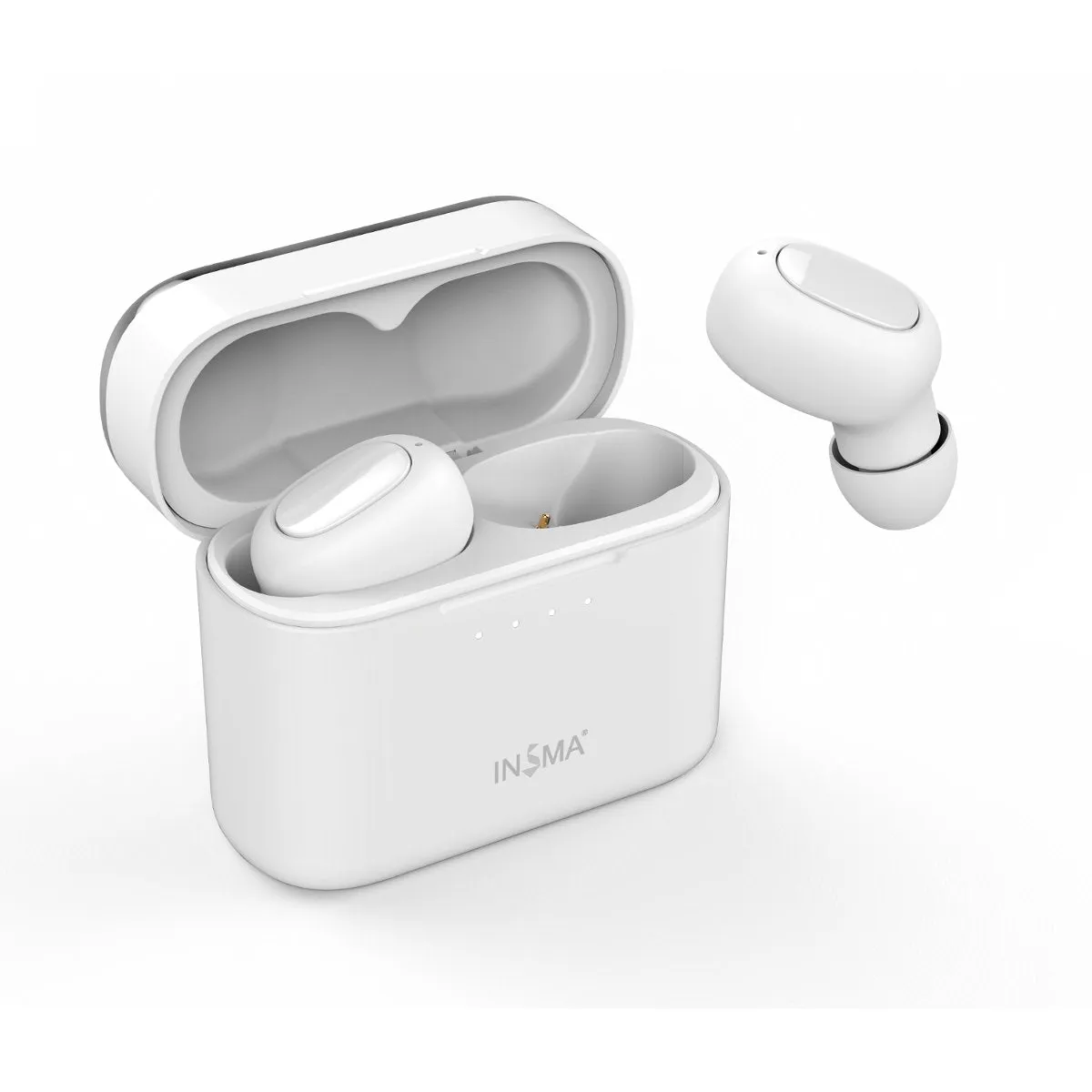 INSMA AirBuds  with QI Charging Case Mini TWS Earphone bluetooth 5.0 Earbuds Hi-Fi Stereo Wireless  Headset White