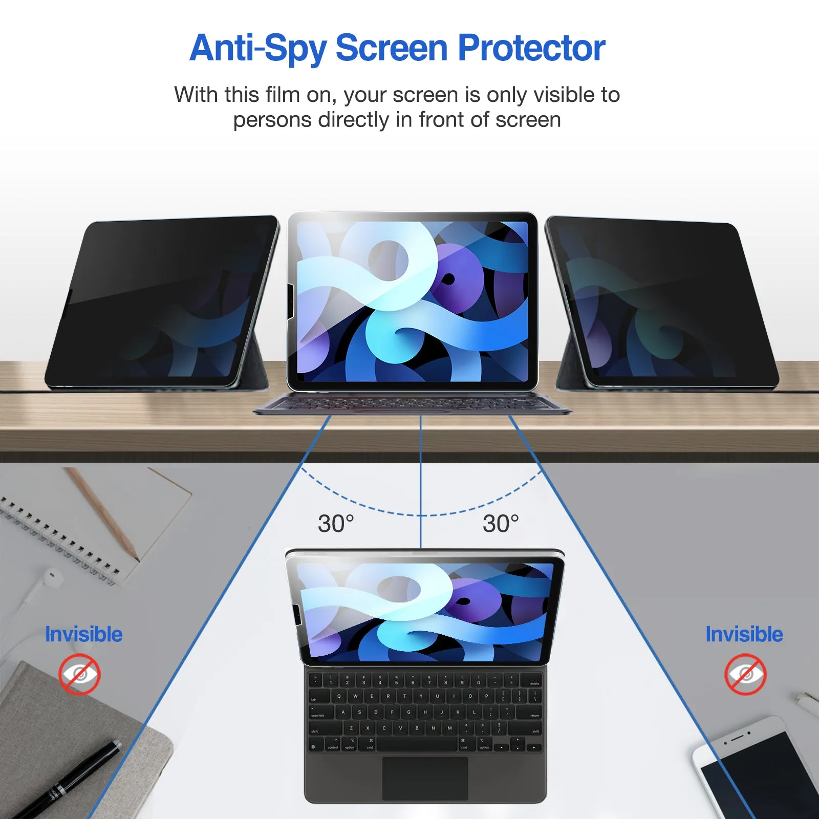 iPad Air 4th Gen/ iPad Air 5th Gen 10.9"/ iPad Pro 11" 2nd Gen Privacy Screen Protector | ProCase