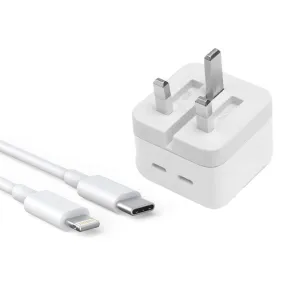 iPhone 14 Pro 3 Pin (UK Pin) 50w USB-C C Power Adapter With USB-C To Lightning Cable