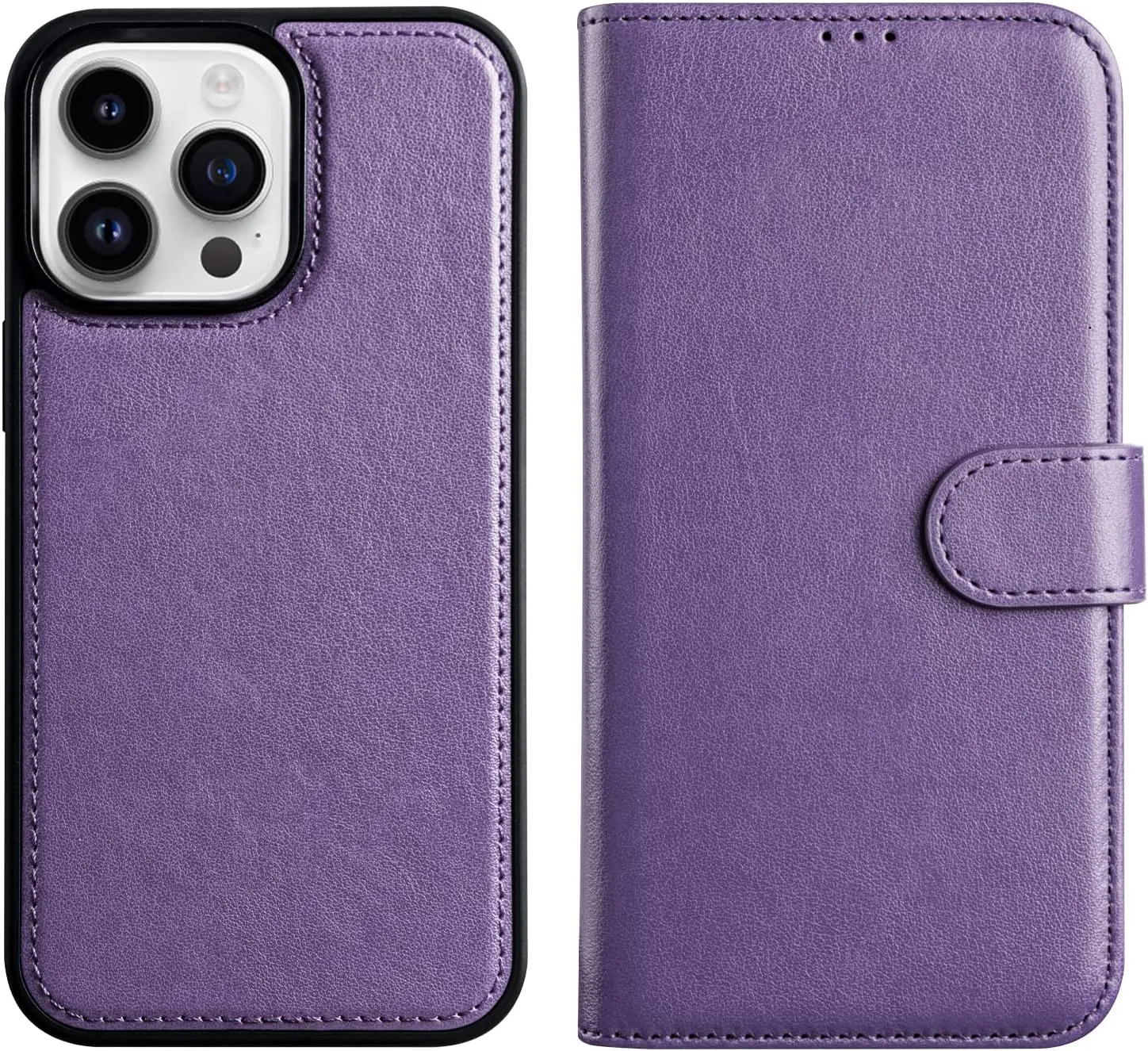 iPhone 14 Pro Max 6.7",Detachable Cellphone Case 4 Solots Card Holder Purple