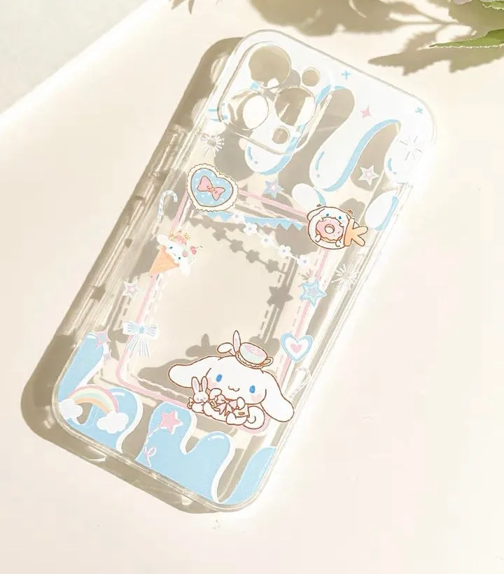 Japanese Cartoon Cinnamoroll CN with Dessert Photo Frame iPhone Case 6 7 8 PLUS SE2 XS XR X 11 12 13 14 15 Pro Promax 12mini 13mini