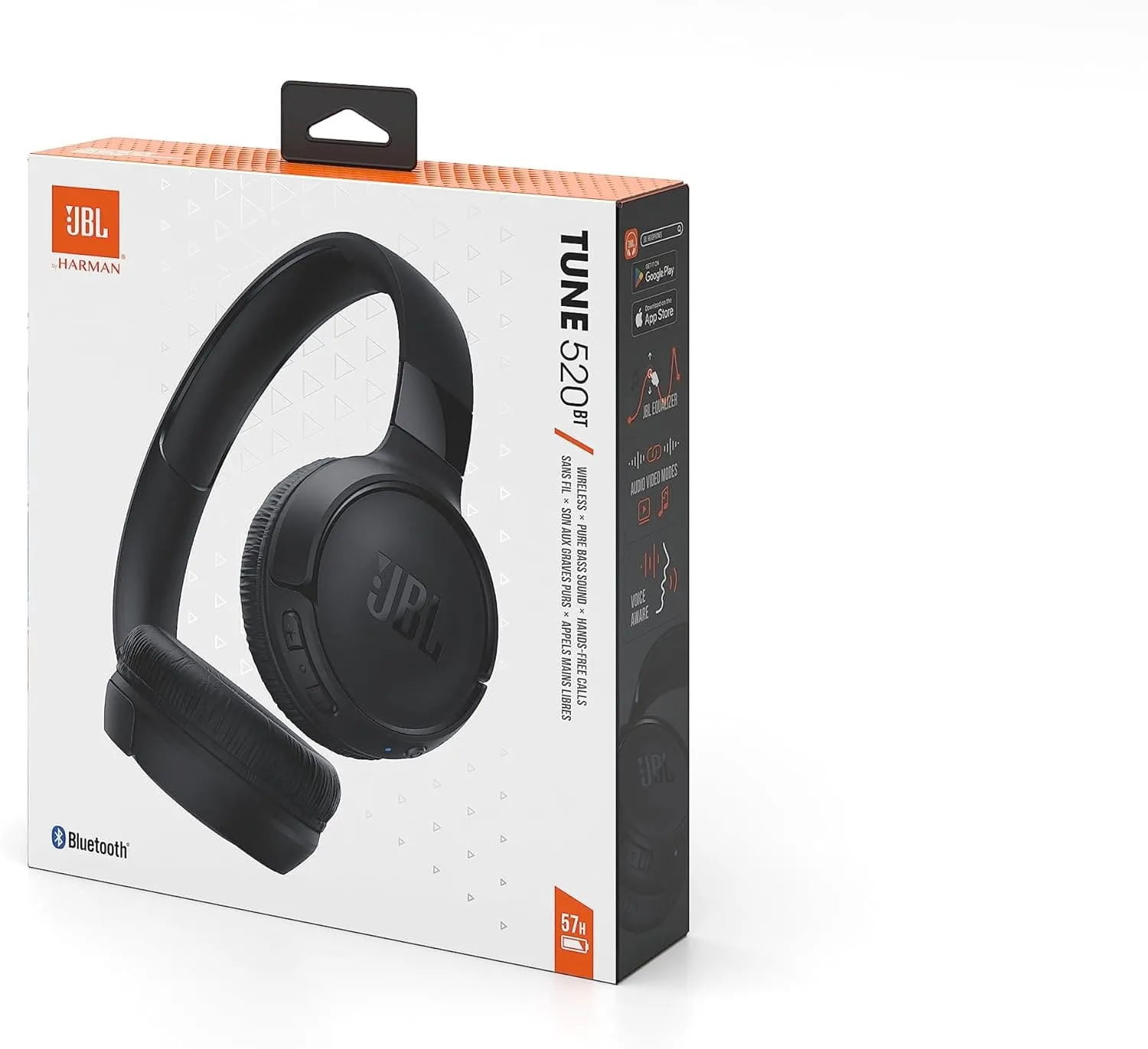 JBL Tune 520BT Wireless On-Ear Headphones - Pure Bass, Bluetooth 5.3, 57-Hour Battery Life, Black