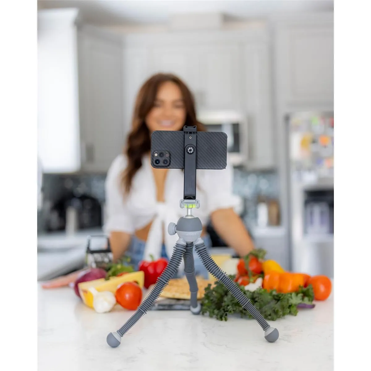 JOBY Podzilla Large Tabletop Tripod with Griptight 360 Phone Mount Kit (Gray)