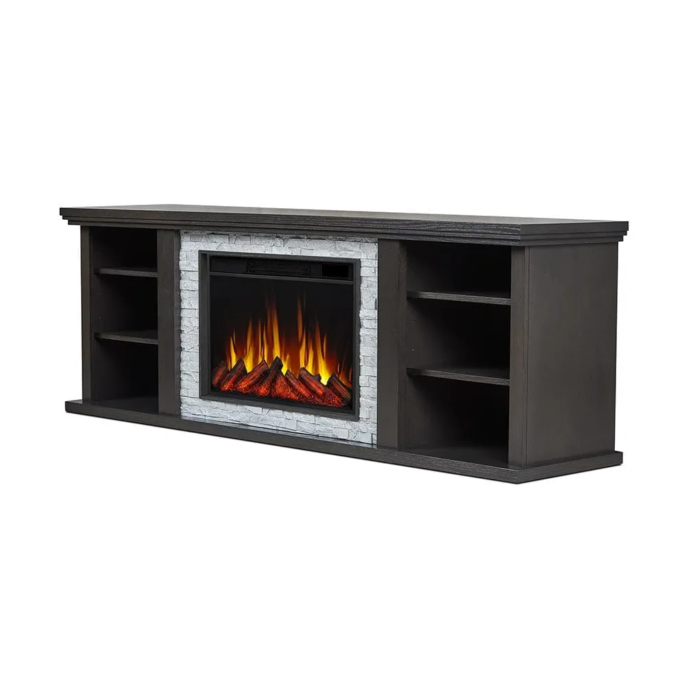 Kenai Slim 72-in Electric Fireplace TV Stand in Dark Oak