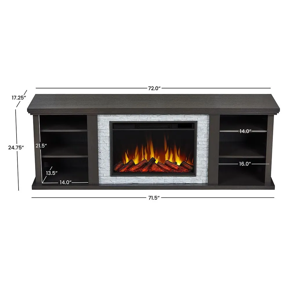 Kenai Slim 72-in Electric Fireplace TV Stand in Dark Oak