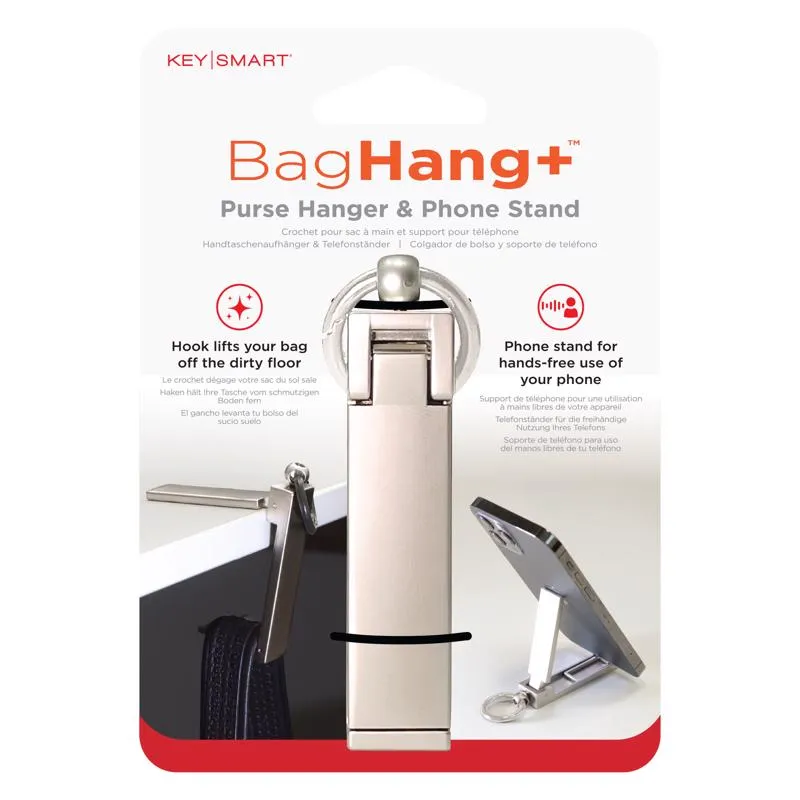 KeySmart BagHang Plus Silver Hook to hold bag, cell phone and acts as stand Phone Stand For All Smar