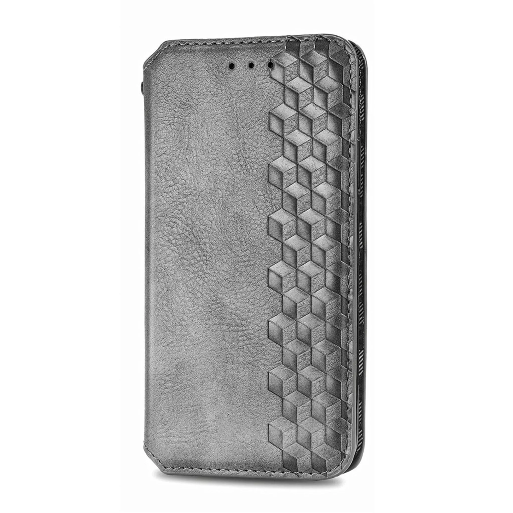 Leather case with a stylish rhombus imprint for Alcatel 1S (2021) - Grey