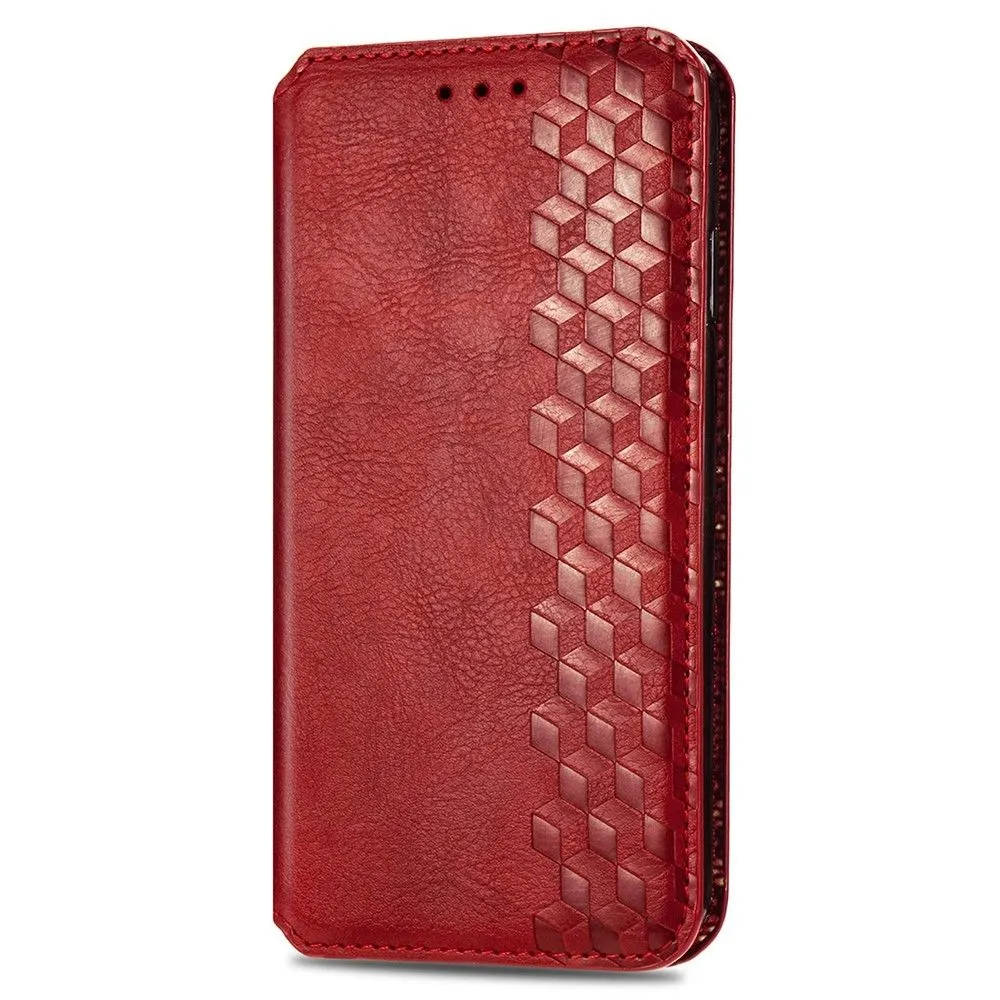 Leather case with a stylish rhombus imprint for Samsung Galaxy M53 5G - Red