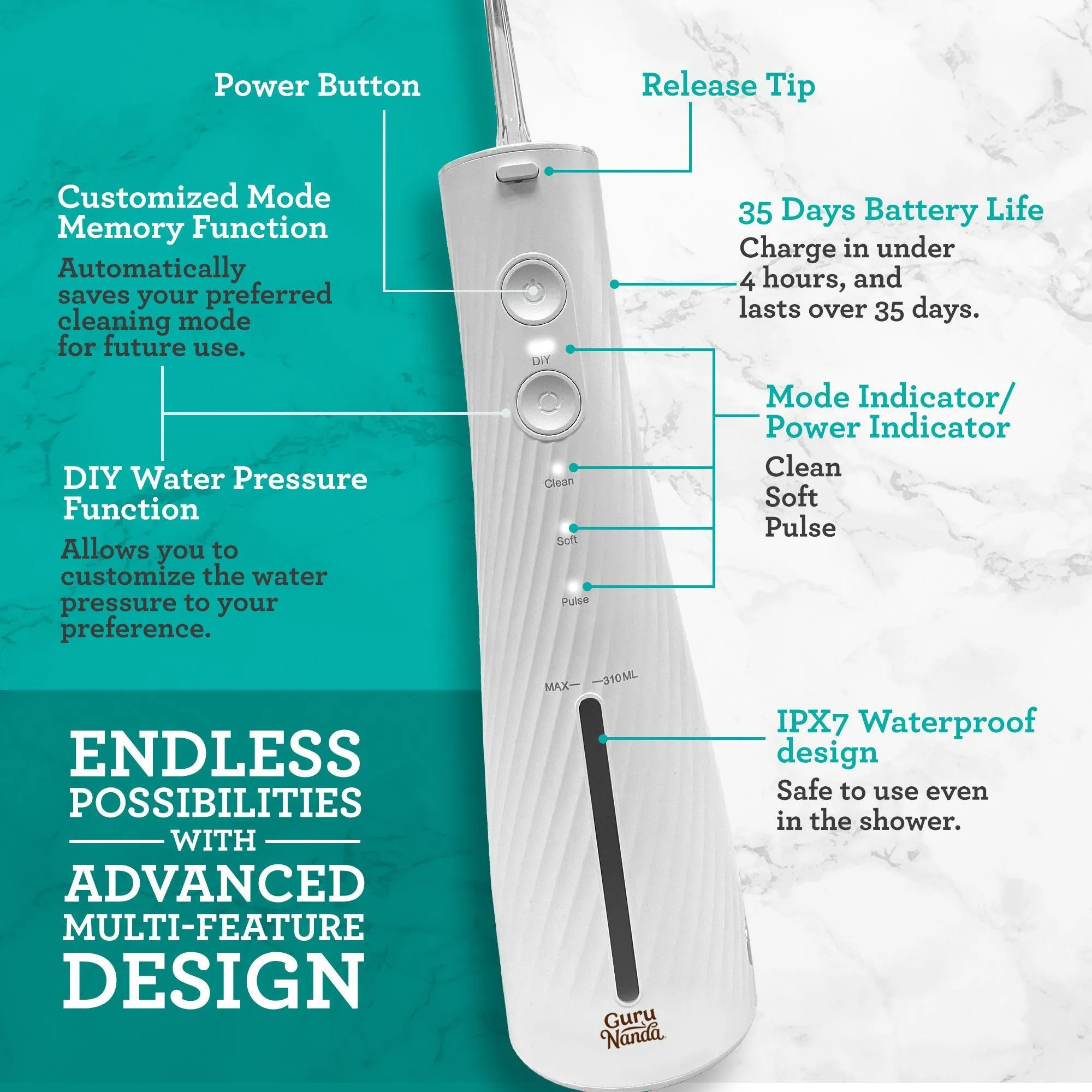 Lion & Lamb 2.0 Portable Toothbrush & Water Flosser - White