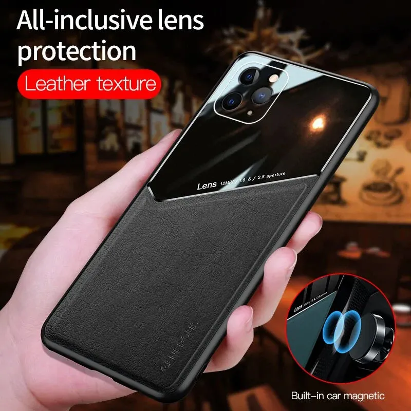 Luxury Leather Plexiglass Shockproof iPhone Case