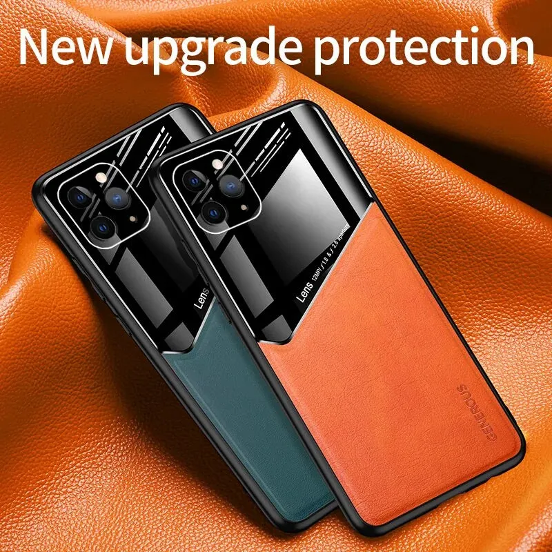 Luxury Leather Plexiglass Shockproof iPhone Case