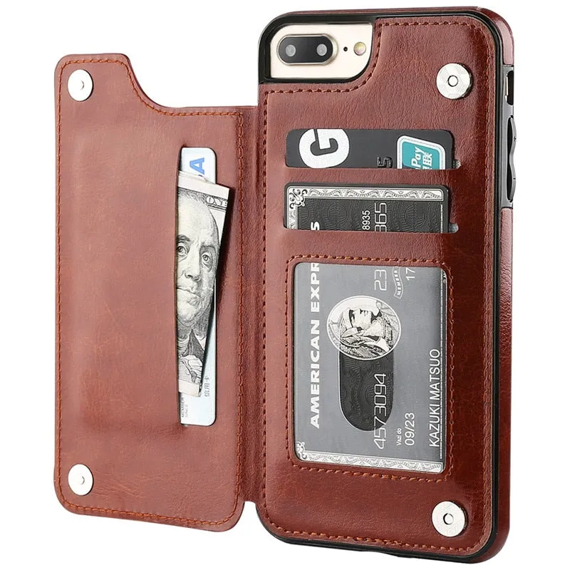 Luxury Slim Fit Premium Leather Flip Case For iPhone