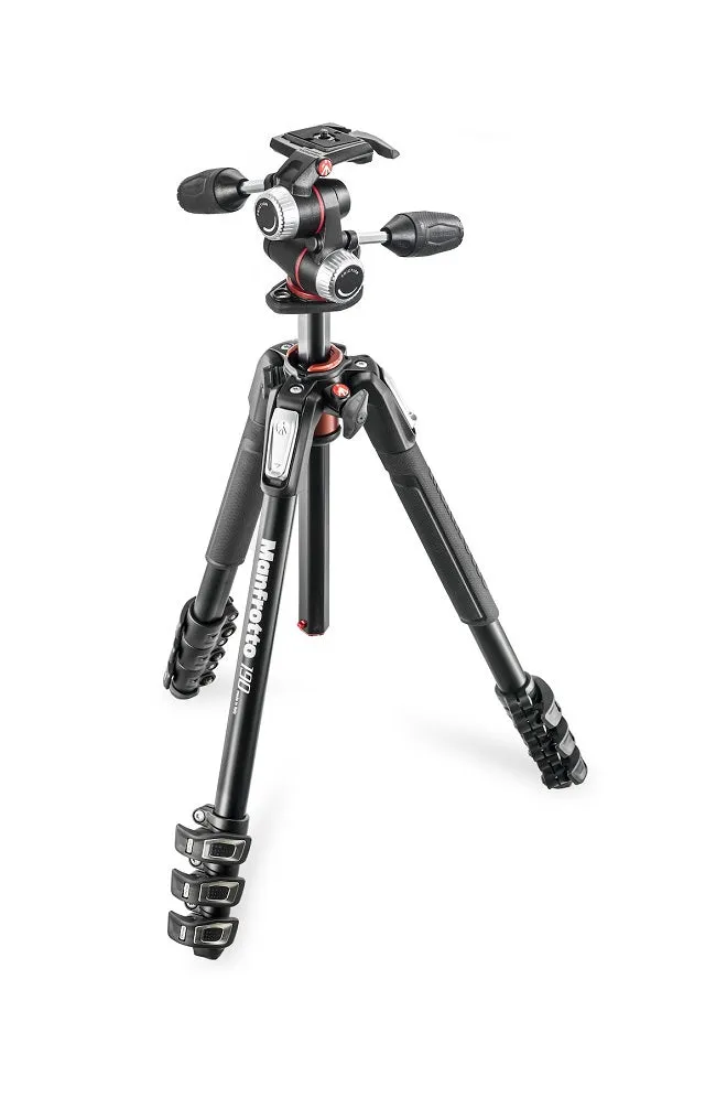 Manfrotto 190 Aluminium 4 Section Tripod   XPRO 3 Way Head