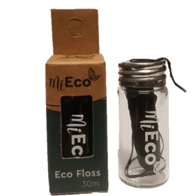 MiEco Bamboo Charcoal Dental Floss in Glass Dispenser