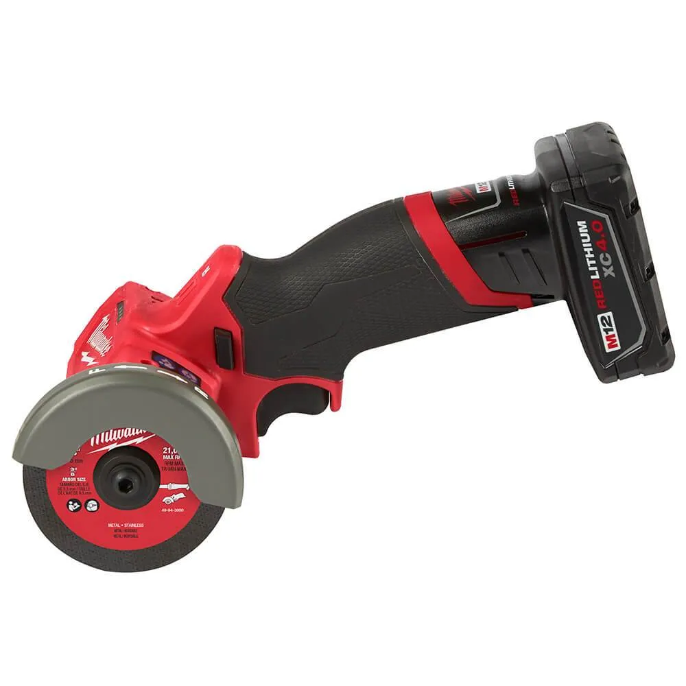 Milwaukee 2522-21XC M12 FUEL 12V 3-Inch 4.0Ah Cordless Cut Off Tool Kit