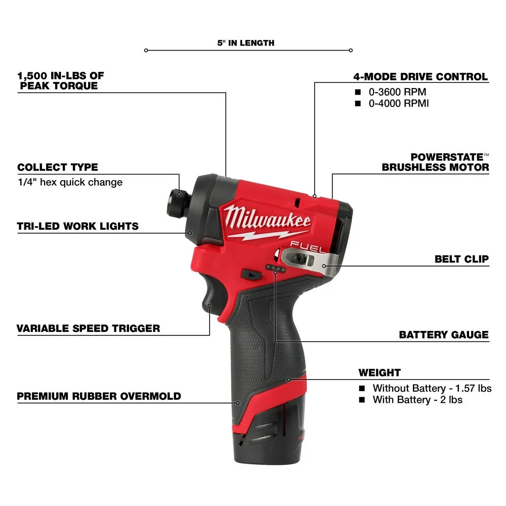 Milwaukee 3497-22BS M12 FUEL 12V 2-Tool Combo Kit w/ M12 Detail Sander