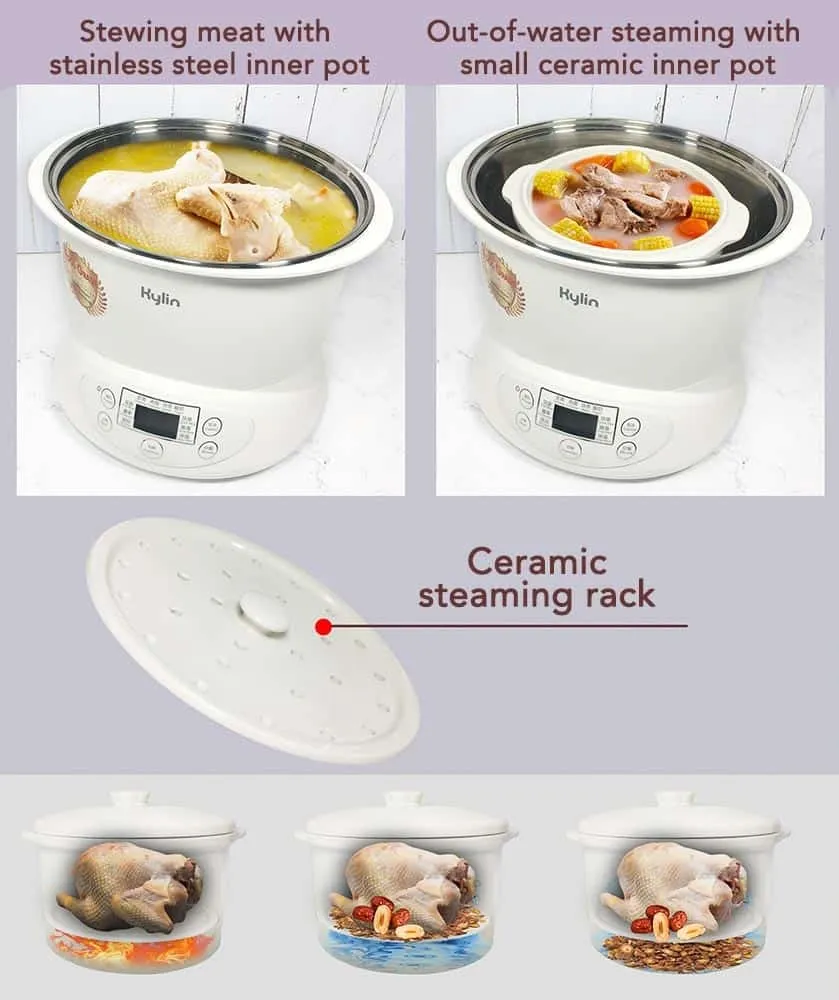 Multi-Stew Cooker 9 Menus 4 Ceramic Pots 2.2L Kylin