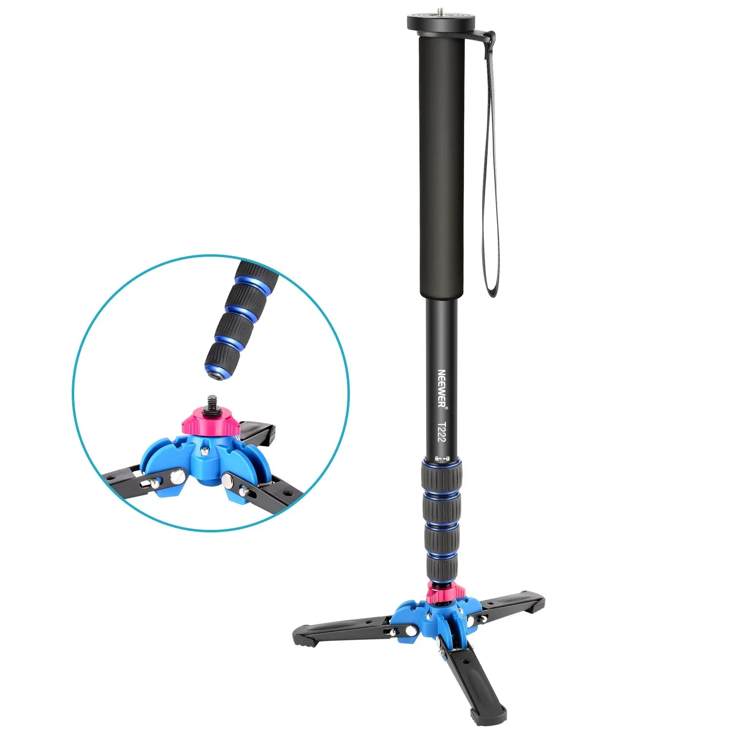 NEEWER T222 66" Aluminum Alloy Extendable Camera Monopod Stand Base