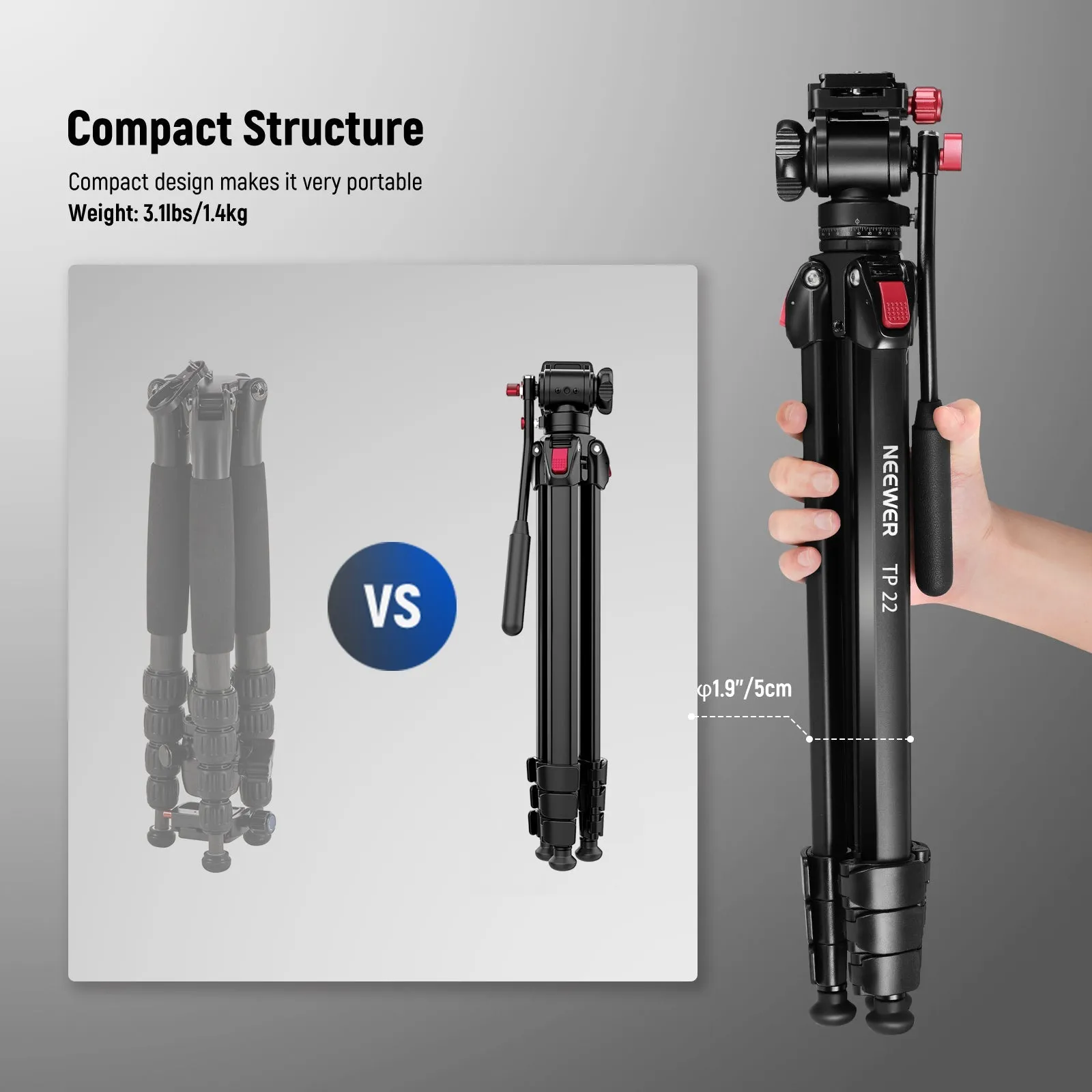 NEEWER TP22 63"/160cm Travel Tripod