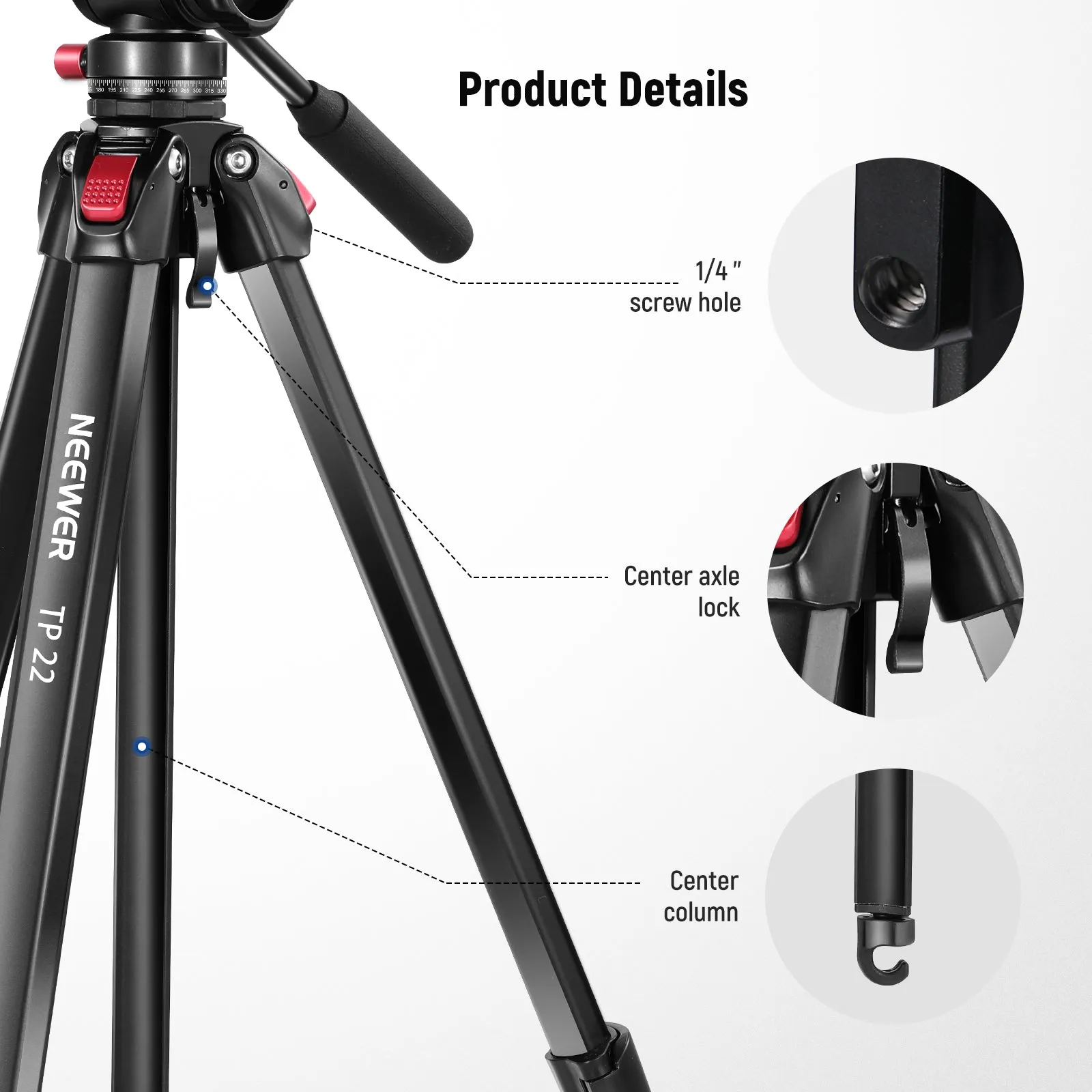 NEEWER TP22 63"/160cm Travel Tripod