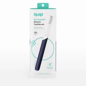 New - quip Rechargeable Sonic Plastic Electric Toothbrush with Timer and Travel Case/Mount - Midnight Blue