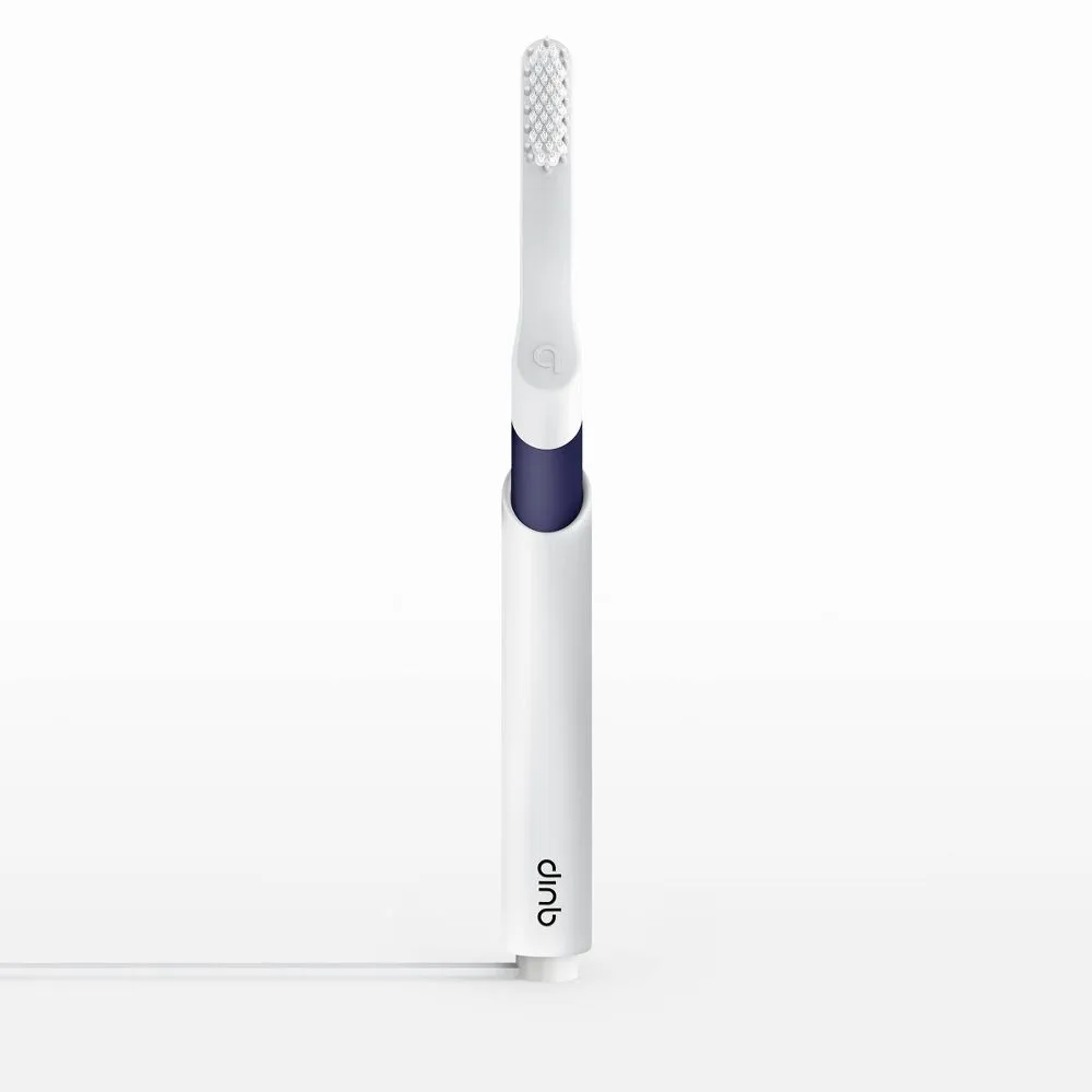 New - quip Rechargeable Sonic Plastic Electric Toothbrush with Timer and Travel Case/Mount - Midnight Blue