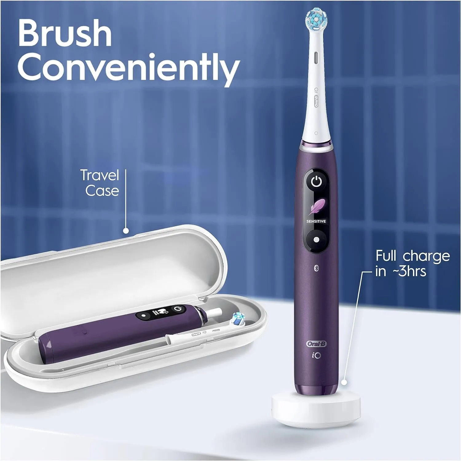 Oral-B iO8 Electric Toothbrush for Adults - App Connected, 6 Modes, Teeth Whitening, Travel Case, 1 Brush Head, 2-Pin UK Plug - Limited Edition Gift for Men/Women