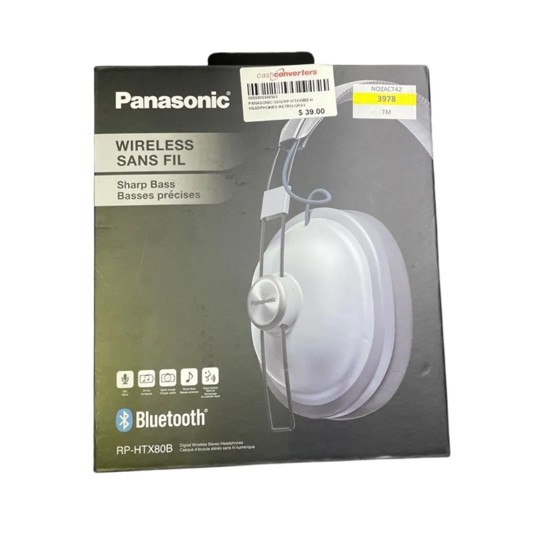 PANASONIC RP-HTX80BE-H Bluetooth Wireless Over-Ear Headphones - Grey