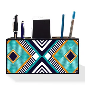 Pen Mobile Stand Holder Desk Organizer - Diamond Pattern Blue