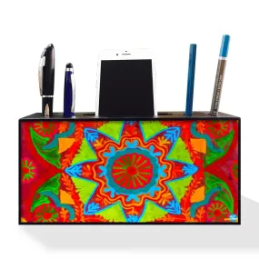 Pen Mobile Stand Holder Desk Organizer - Indian Fabric