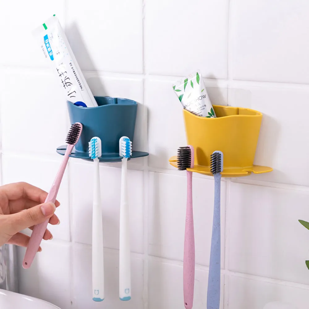 Perforated toothbrush seat storage rack, simple and practical, easy to use, can be hung, bathroom, home, toothbrush, life fun