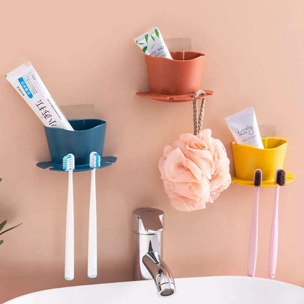 Perforated toothbrush seat storage rack, simple and practical, easy to use, can be hung, bathroom, home, toothbrush, life fun