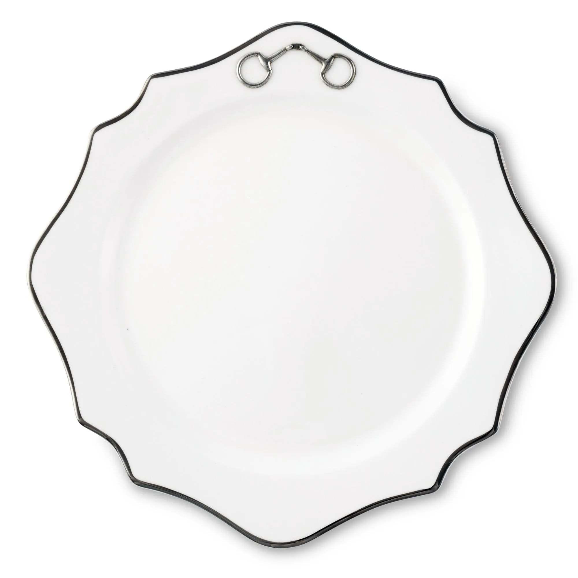 Pewter Bit Bone China Scallop Charger Plate Platinum Rim