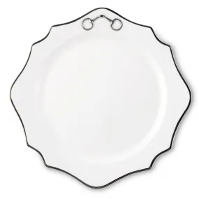 Pewter Bit Bone China Scallop Charger Plate Platinum Rim