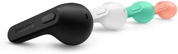 Philips TAT2206BK/00 Bluetooth Earbuds - Splash & Sweat Resistant, 18-Hour Playtime, Built-in Mic, Silicone Tips, Black