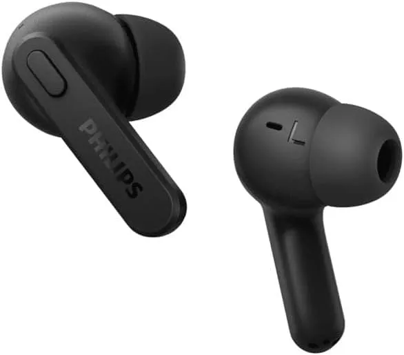 Philips TAT2206BK/00 Bluetooth Earbuds - Splash & Sweat Resistant, 18-Hour Playtime, Built-in Mic, Silicone Tips, Black