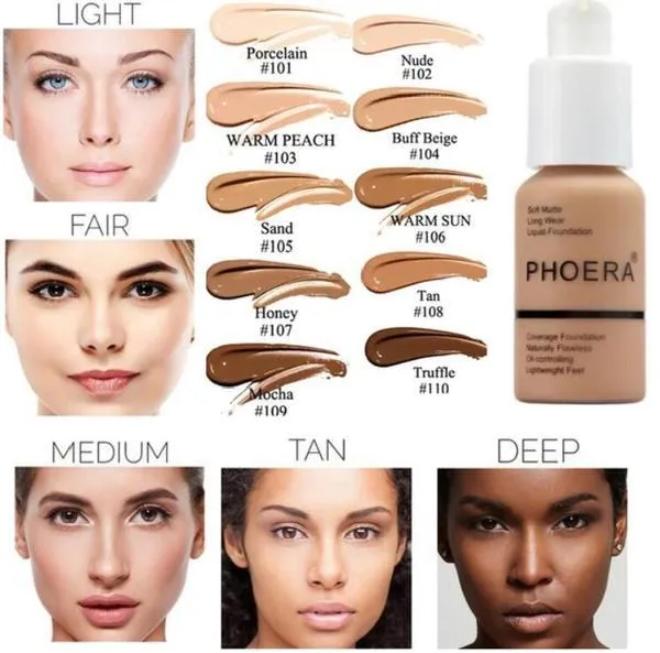 Phoera Foundation Full Coverage Flawless Matte Liquid Foundation