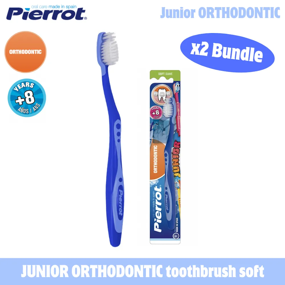 Pierrot Junior Orthondontic Toothbrush Soft (Age 8 ) (Bundle of 2)