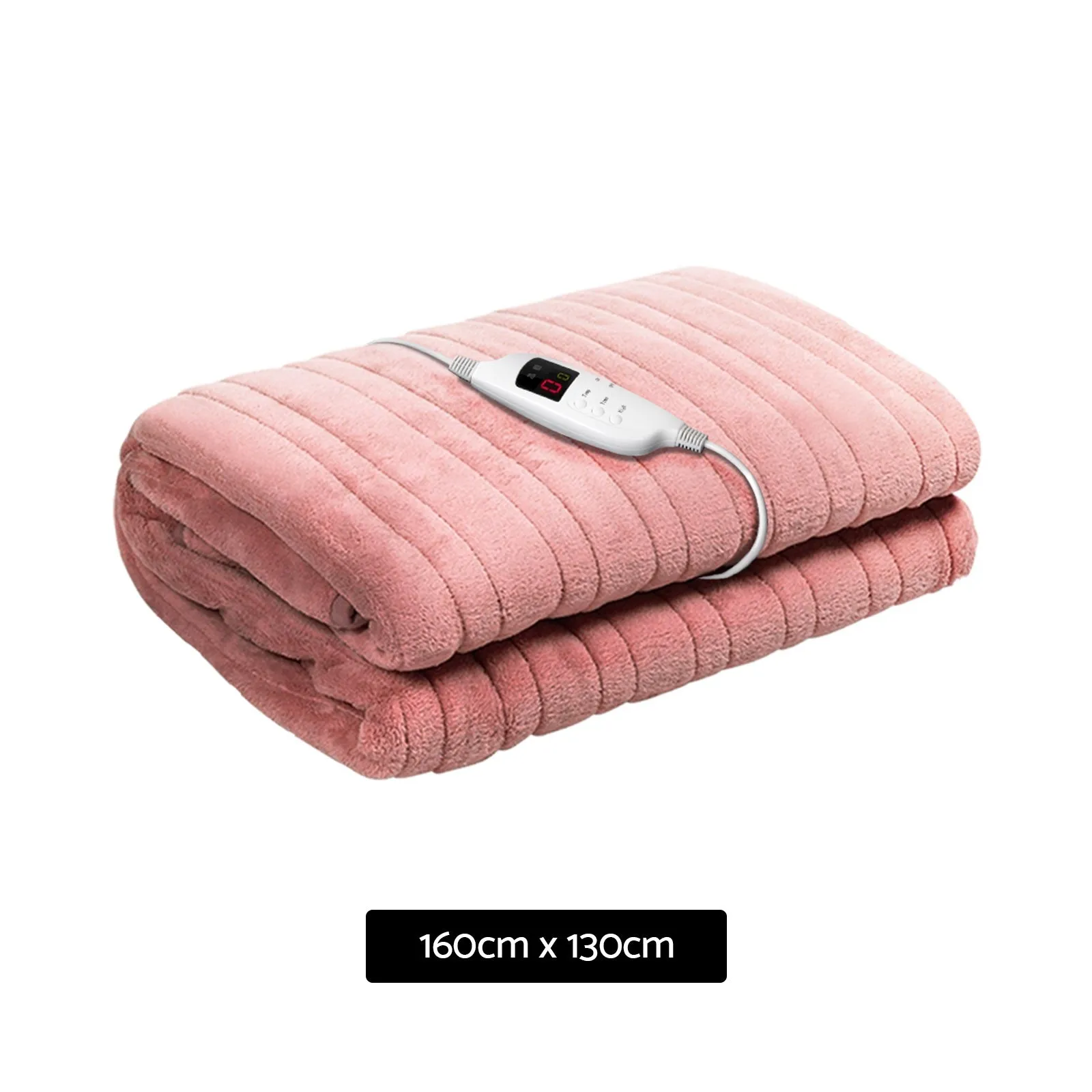 Pink Fleece Heated Throw Rug, 10 Settings, Giselle Bedding