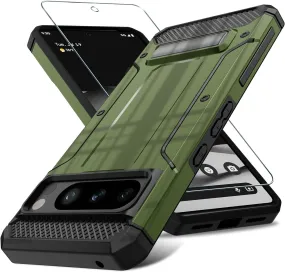 Pixel 8 Pro Screen Protector (6.7-Inch) Dual Layer Heavy Duty Shockproof Protective Case - Army Green