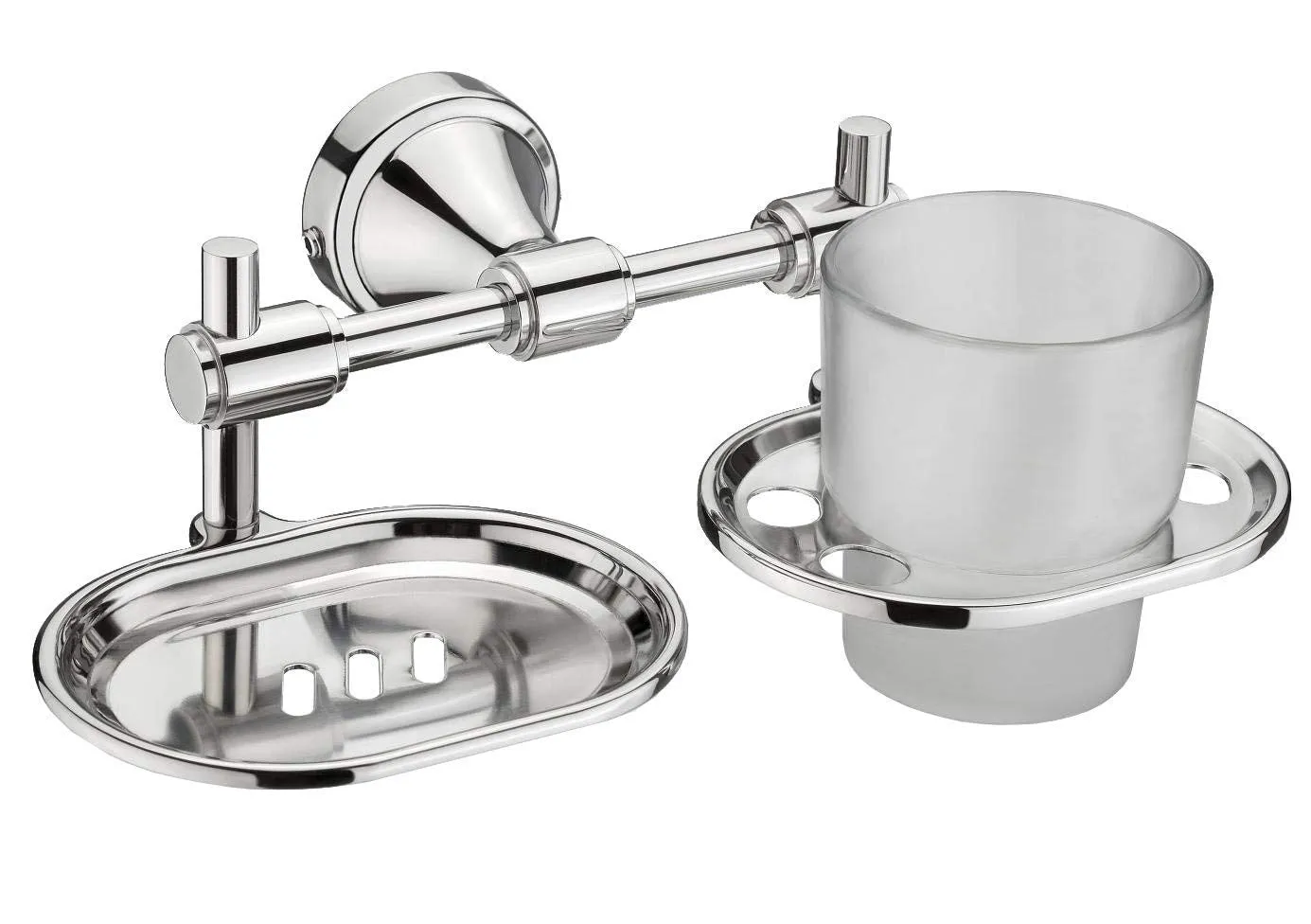 ﻿Plantex 304 Grade Stainless Steel 2in1 Soap Dish with Tumbler Holder/Soap Stand/Tooth Brush Holder/Bathroom Accessories Pack of 2, Niko (Chrome)