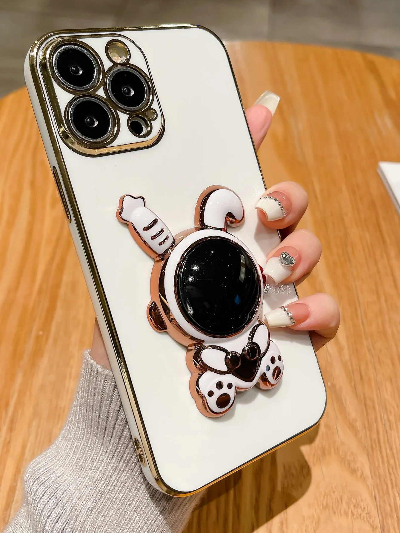 Plating Phone Case With Rabbit Design Stand-out Grip Compatible With iPhone15/15Plus/15Pro/15Promax