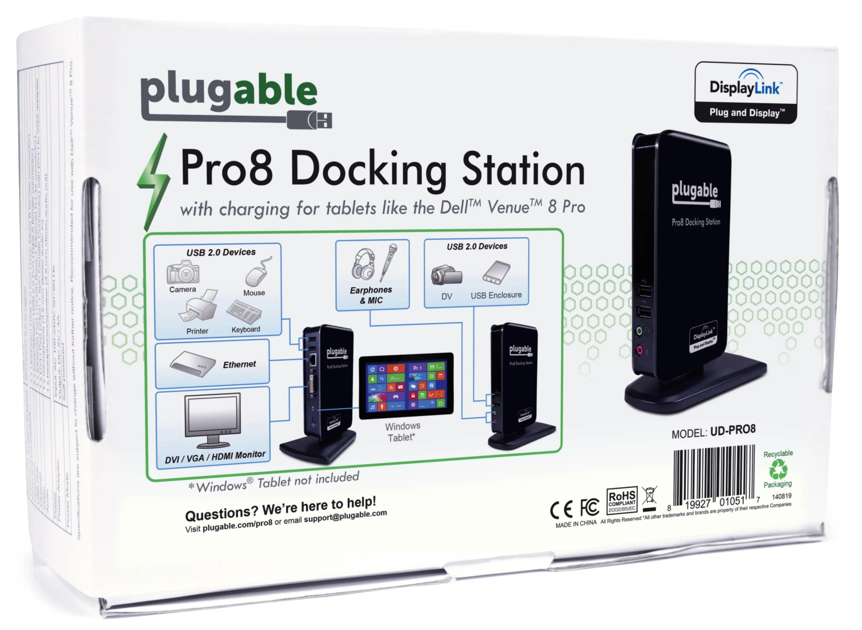 Plugable Pro8 Docking Station for Tablets like the Dell Venue 8 Pro